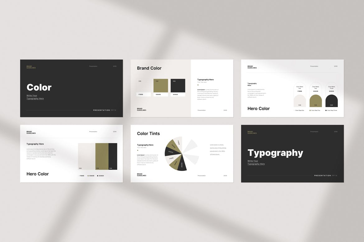 极简设计/品牌指南PPT素材 Brand Guideline PowerPoint Template 幻灯图表 sucaiwan.com