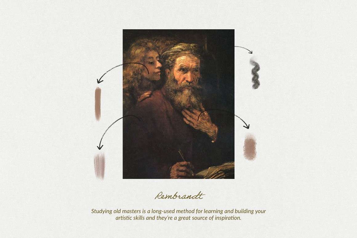 伦勃朗（Rembrandt）古典艺术油画Procreate笔刷 笔刷资源 sucaiwan.com