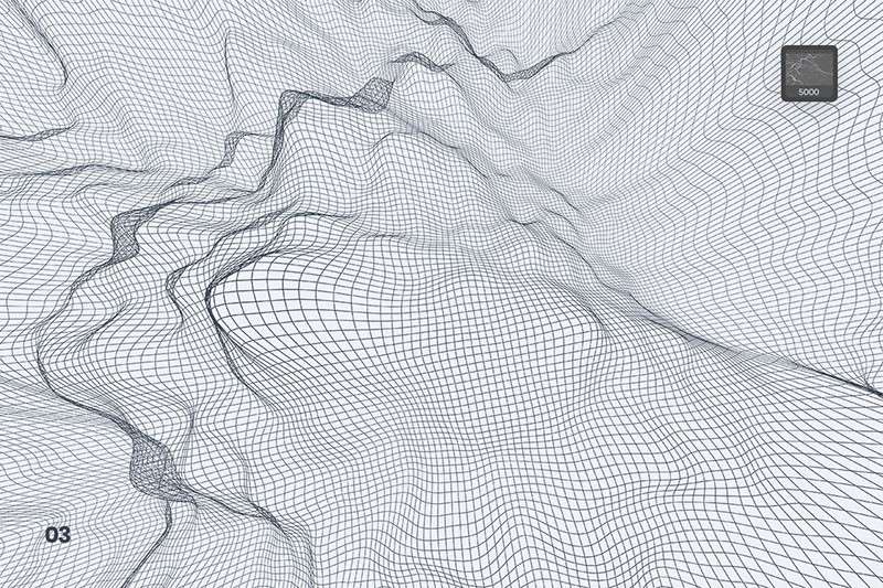 10个抽象波浪网格PS笔刷 笔刷资源 sucaiwan.com