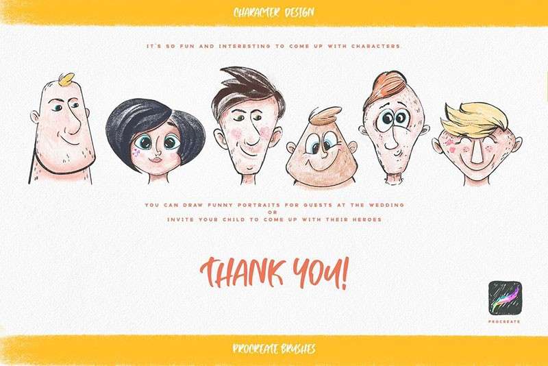 200+卡通人物面部表情Procreate笔刷 笔刷资源 sucaiwan.com