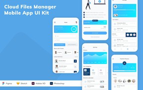 云文件管理器App手机应用程序UI设计素材 Cloud Files Manager Mobile App UI Kit