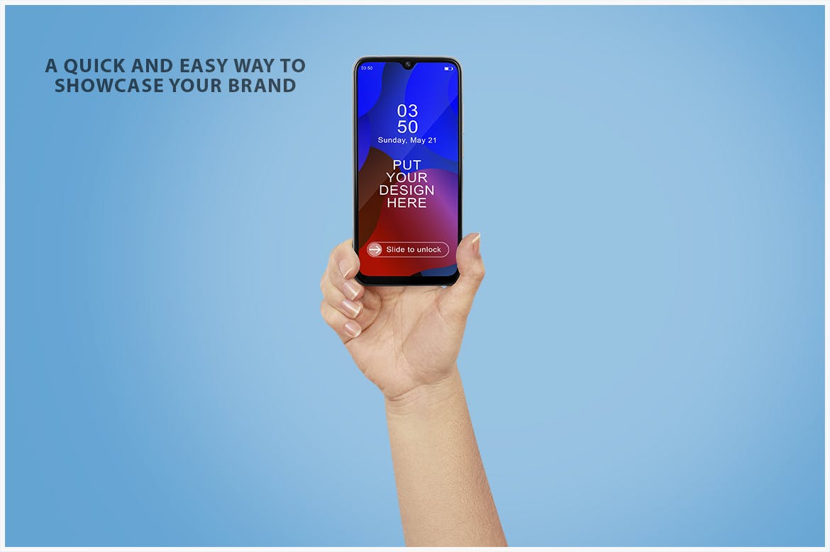 女性手持手机样机PSD模板 Phone Mockup in Woman Hand PSD 样机素材 sucaiwan.com