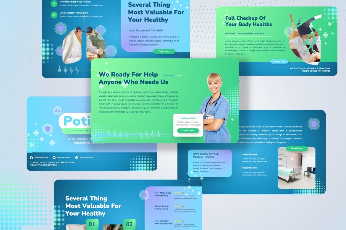 医疗保健PPT演示幻灯片模板 Potions – Medical & Healthcare Powerpoint Template 幻灯图表 sucaiwan.com