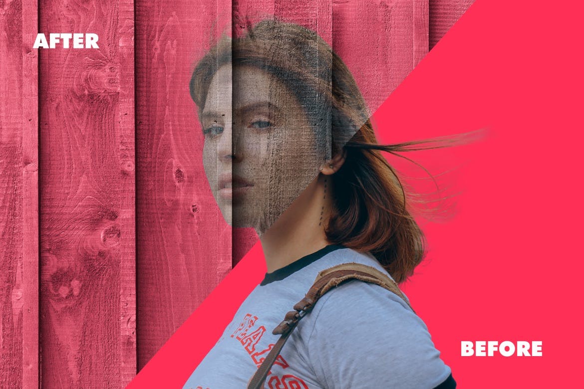 木板绘画照片特效PS图层样式 Painting on Wood Photo Effect 插件预设 sucaiwan.com