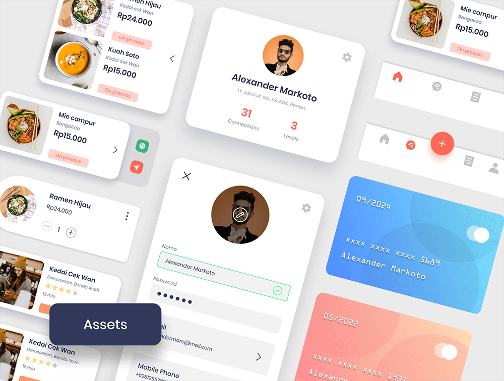 食品订购和送货送餐App应用程序UI套件 APP UI sucaiwan.com