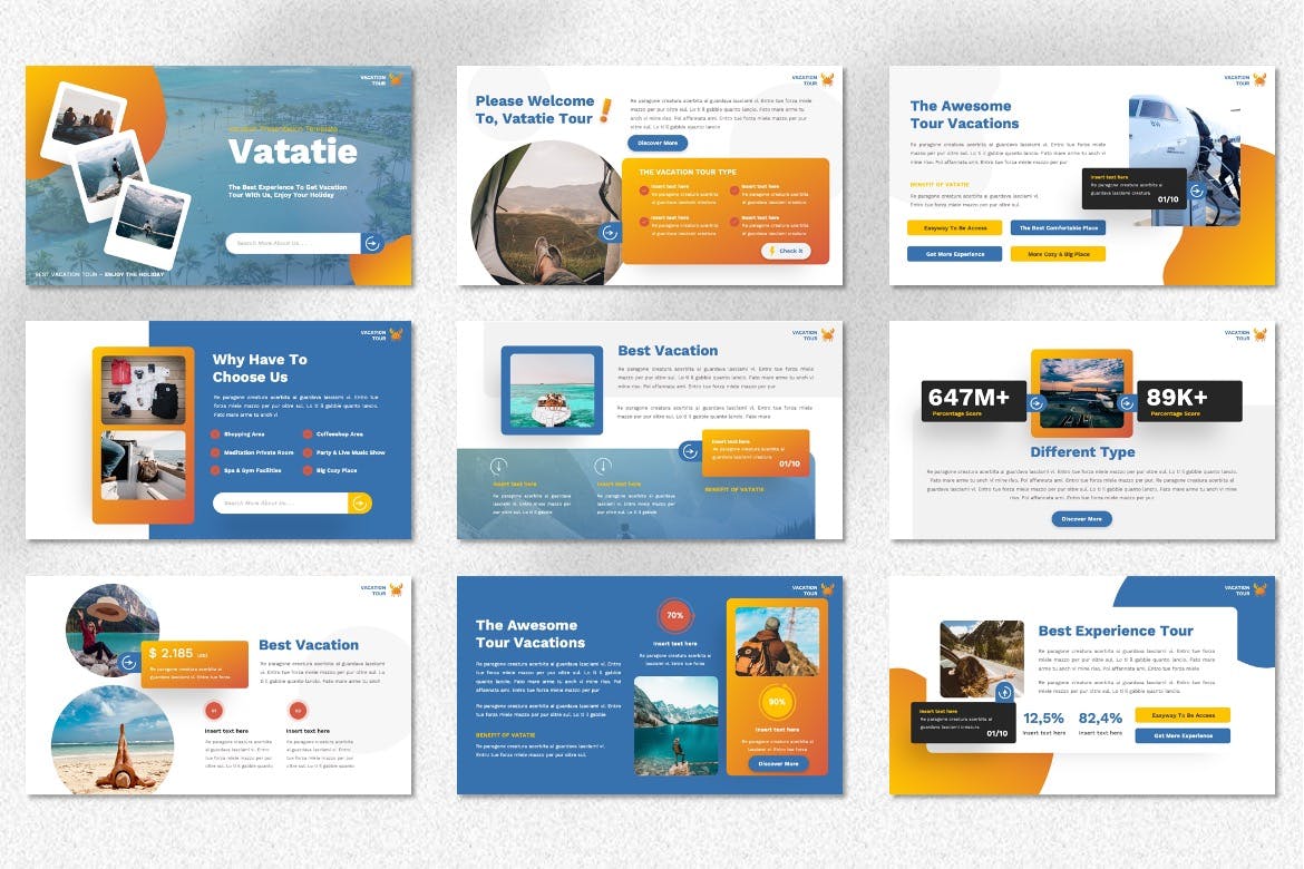 度假假期PPT幻灯片模板素材 Vatatie – Vacation Powerpoint Template 幻灯图表 sucaiwan.com