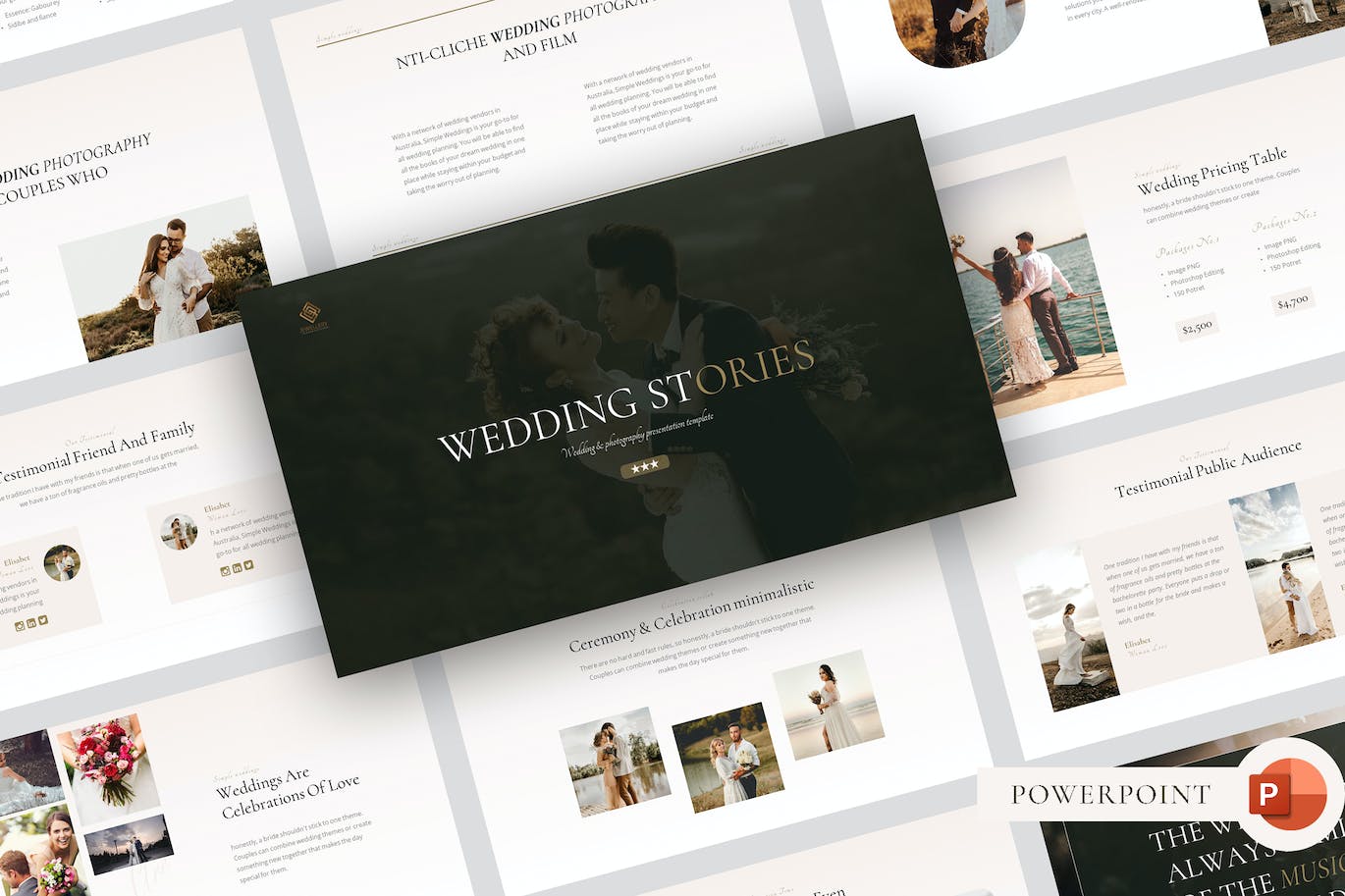婚礼故事PPT幻灯片模板素材 Wedding Stories Powerpoint Template 幻灯图表 sucaiwan.com