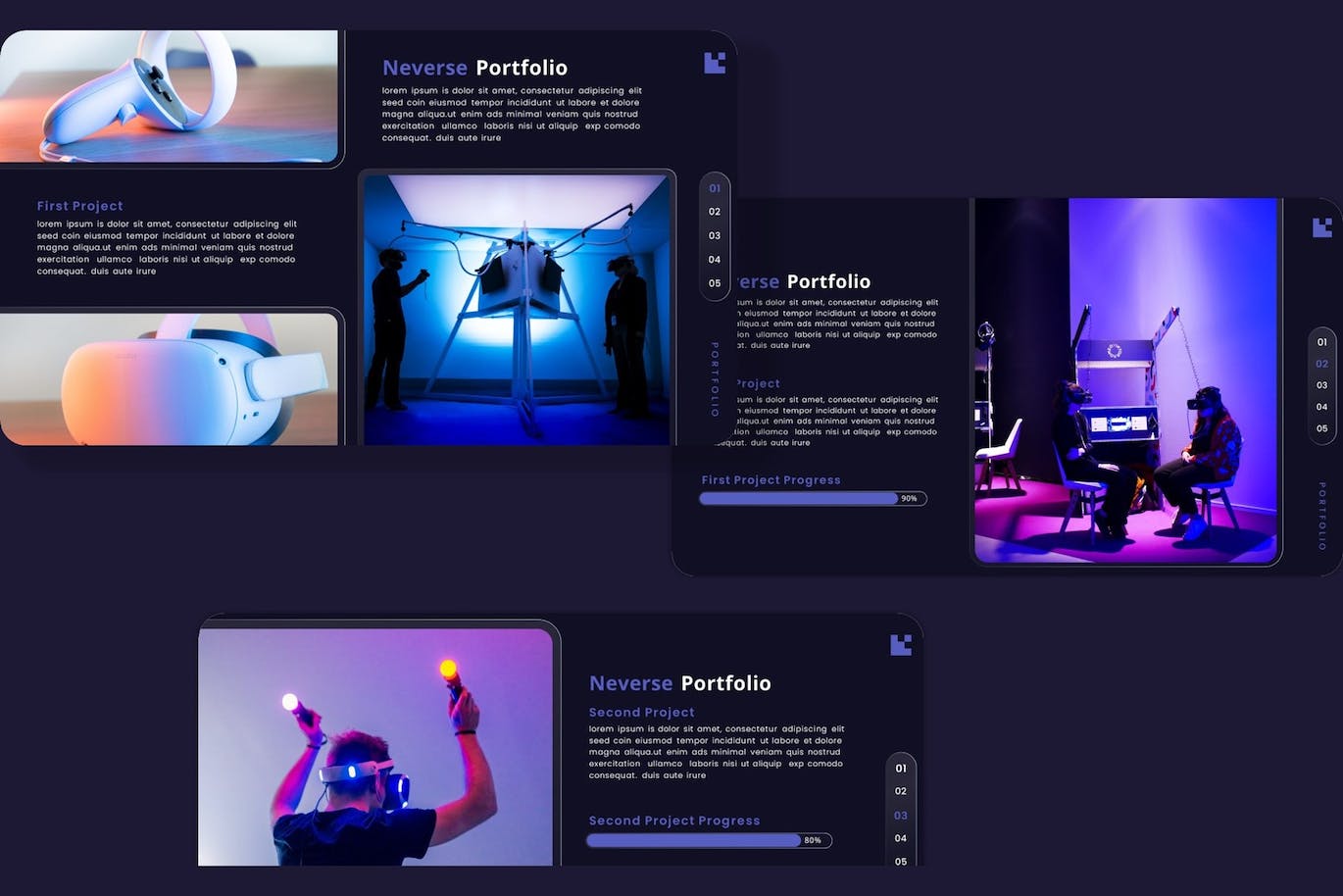 VR/元宇宙PPT设计模板 Neverse – Metaverse PowerPoint Template 幻灯图表 sucaiwan.com