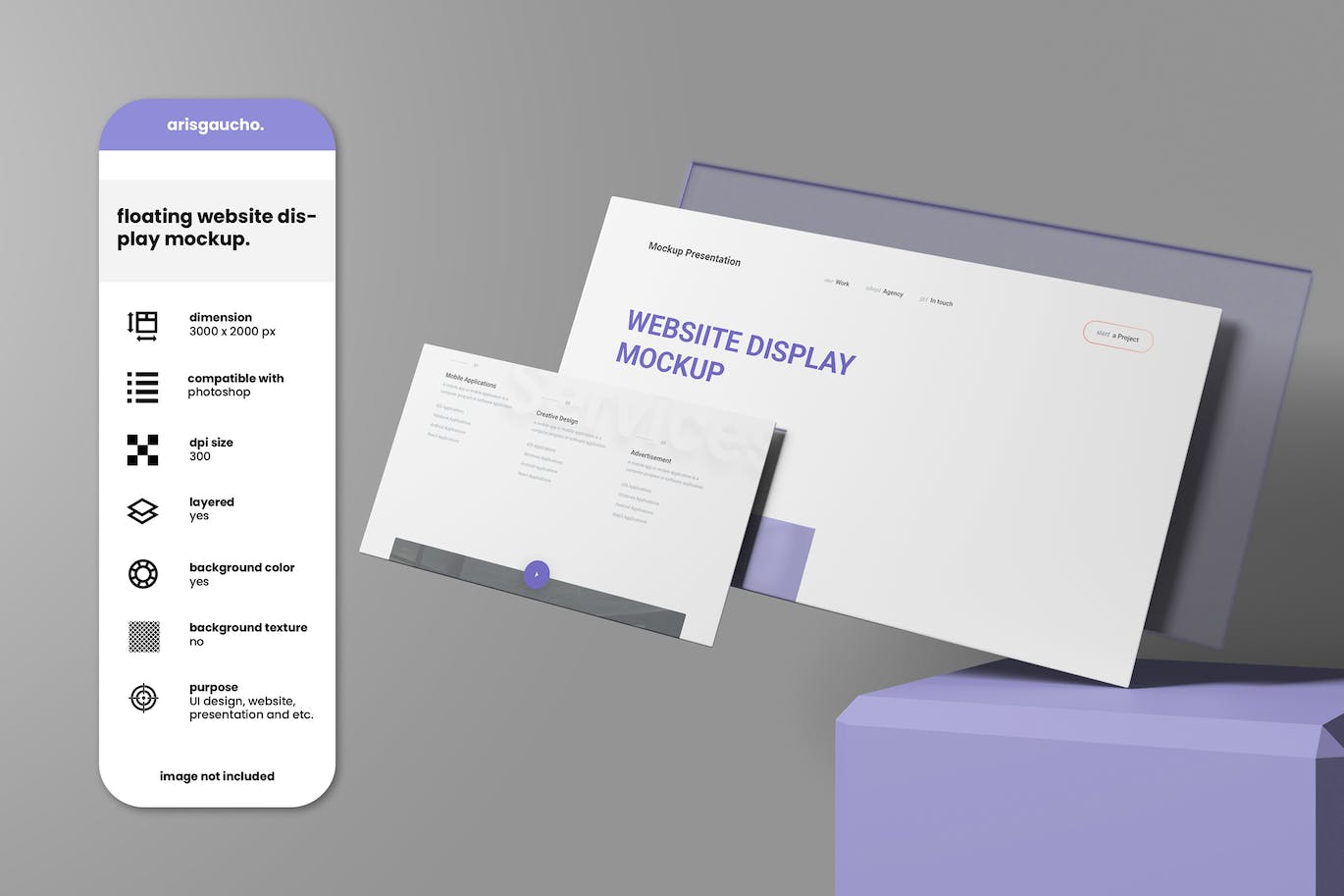 浮动网站UI展示样机 Floating Website Display Mockup 样机素材 sucaiwan.com
