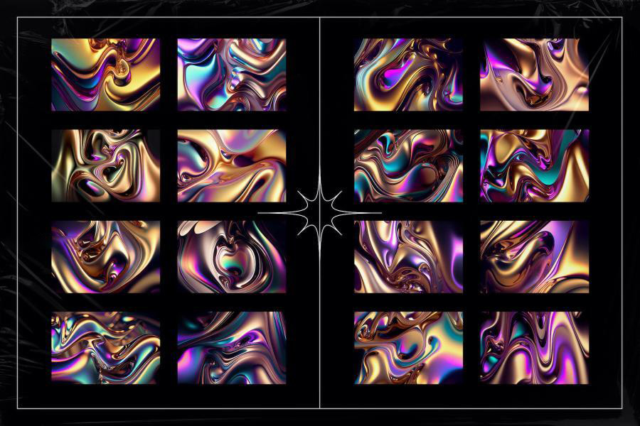 背景素材-彩虹色渐变流动液态金属效果背景图片素材 图片素材 sucaiwan.com