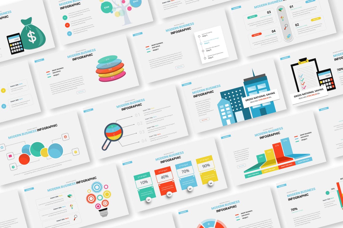 现代商业信息图表PPT演示幻灯片模板 Modern Business Infographic Powerpoint Template 幻灯图表 sucaiwan.com