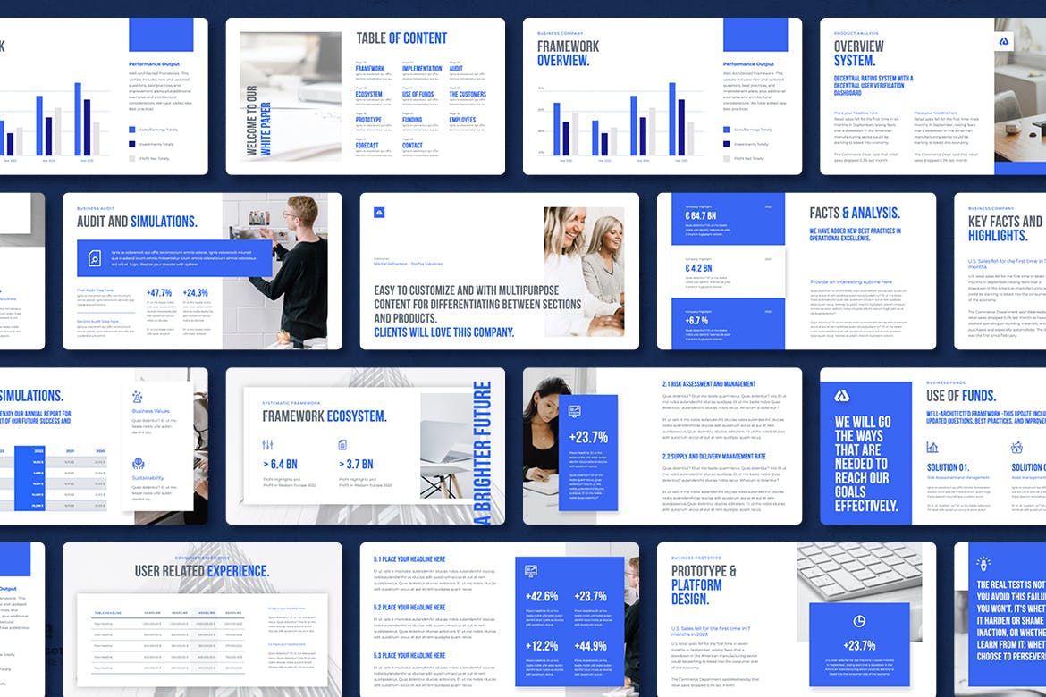 白皮书公司机构演示PPT模板下载 White Paper Powerpoint 幻灯图表 sucaiwan.com