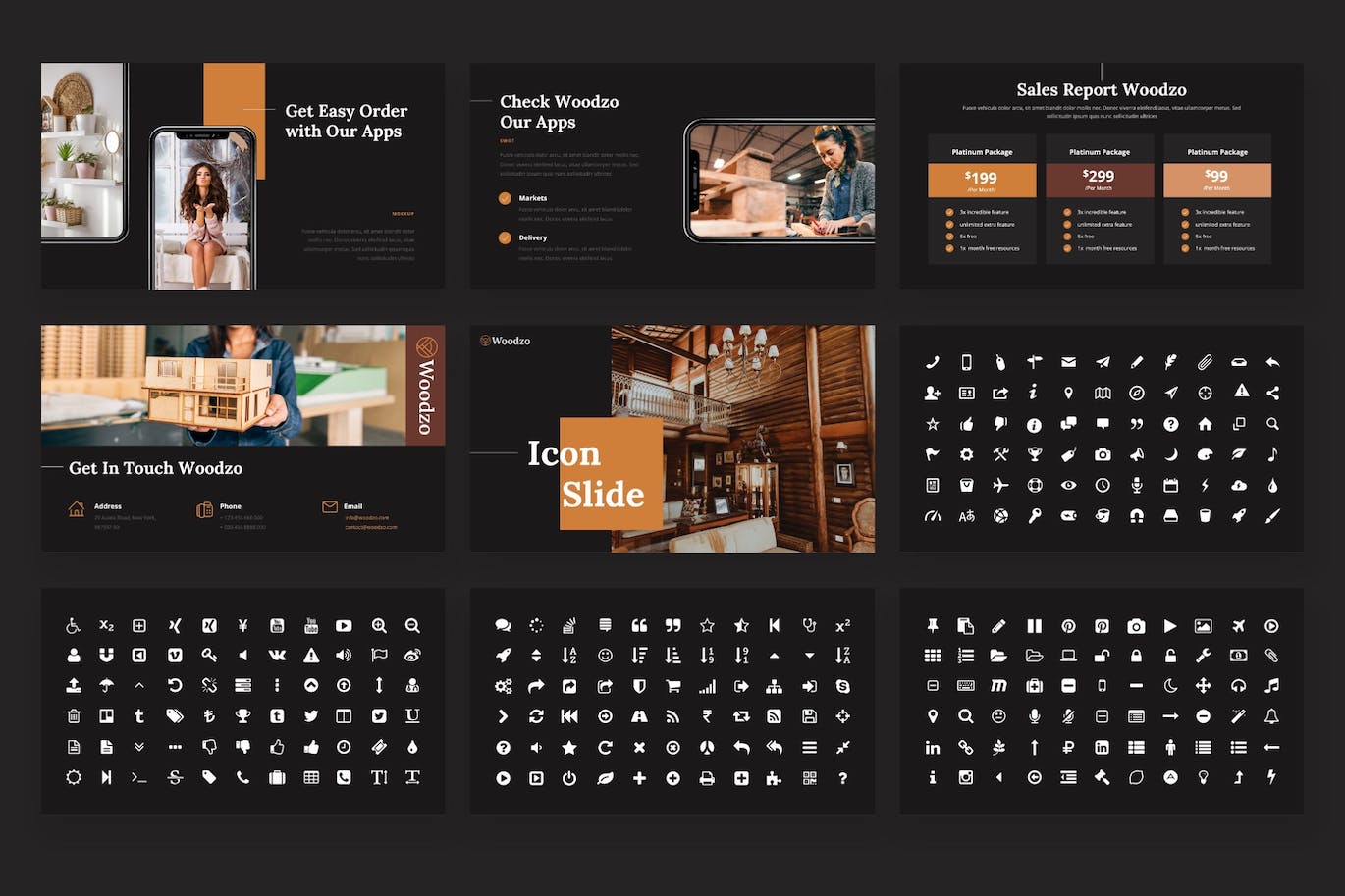 木屋房子建造PPT幻灯片模板下载 Woodzo – Wooden House Powerpoint Template 幻灯图表 sucaiwan.com