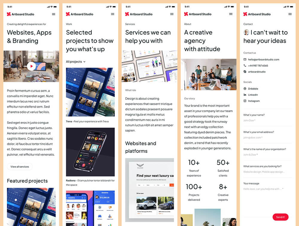 高级设计服务机构网站Figma + Bootstrap模板 APP UI sucaiwan.com