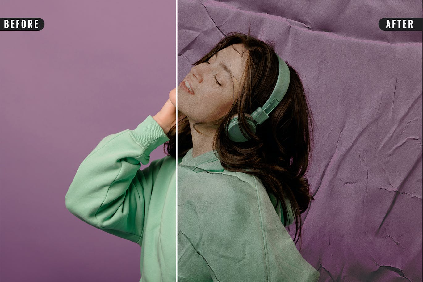 胶合皱纹海报照片效果PS样式 Glued Photo Effect 插件预设 sucaiwan.com