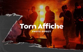 撕裂撕纸照片特效PS图层样式 Torn Affiche Photo Effect