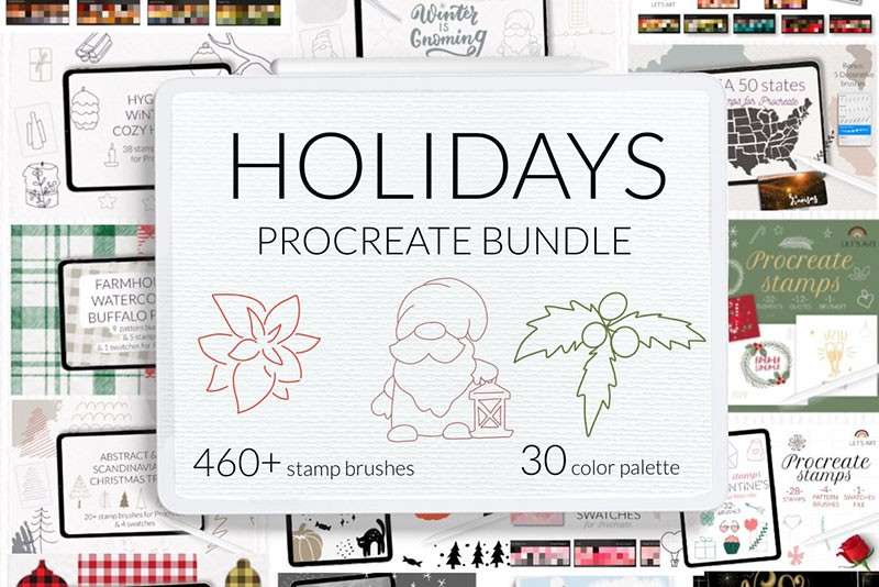 460+西方节日装饰和图案Procreate笔刷 笔刷资源 sucaiwan.com