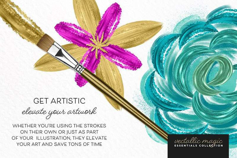 Illustrator漂亮的金漆画笔 笔刷资源 sucaiwan.com