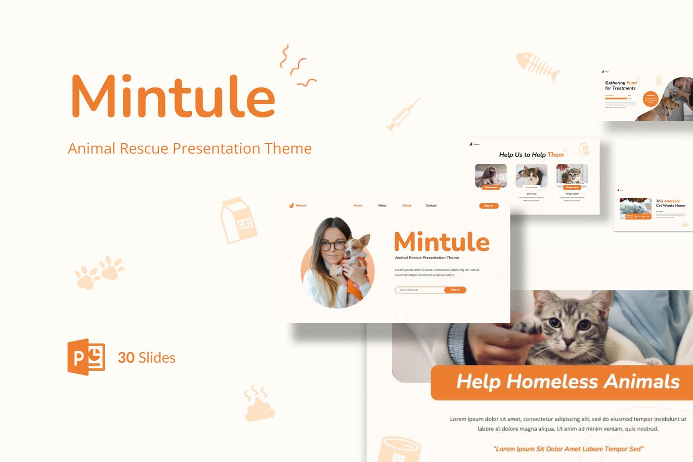 动物爱心救援PPT素材 Mintule – Animal Rescue Presentation Powerpoint 幻灯图表 第1张-素材湾丨精选海外优质设计素材资源 动物爱心救援PPT素材 Mintule – Animal Rescue Presentation Powerpoint 幻灯图表 sucaiwan.com