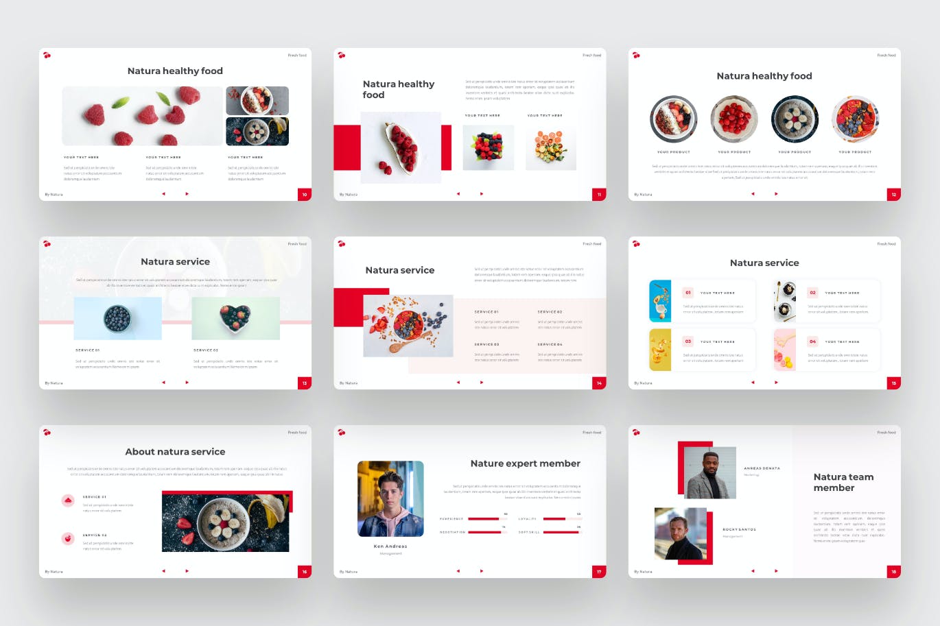 健康水果食品Powerpoint幻灯片模板 NATURA – Healthy food PowerPoint Template 幻灯图表 sucaiwan.com