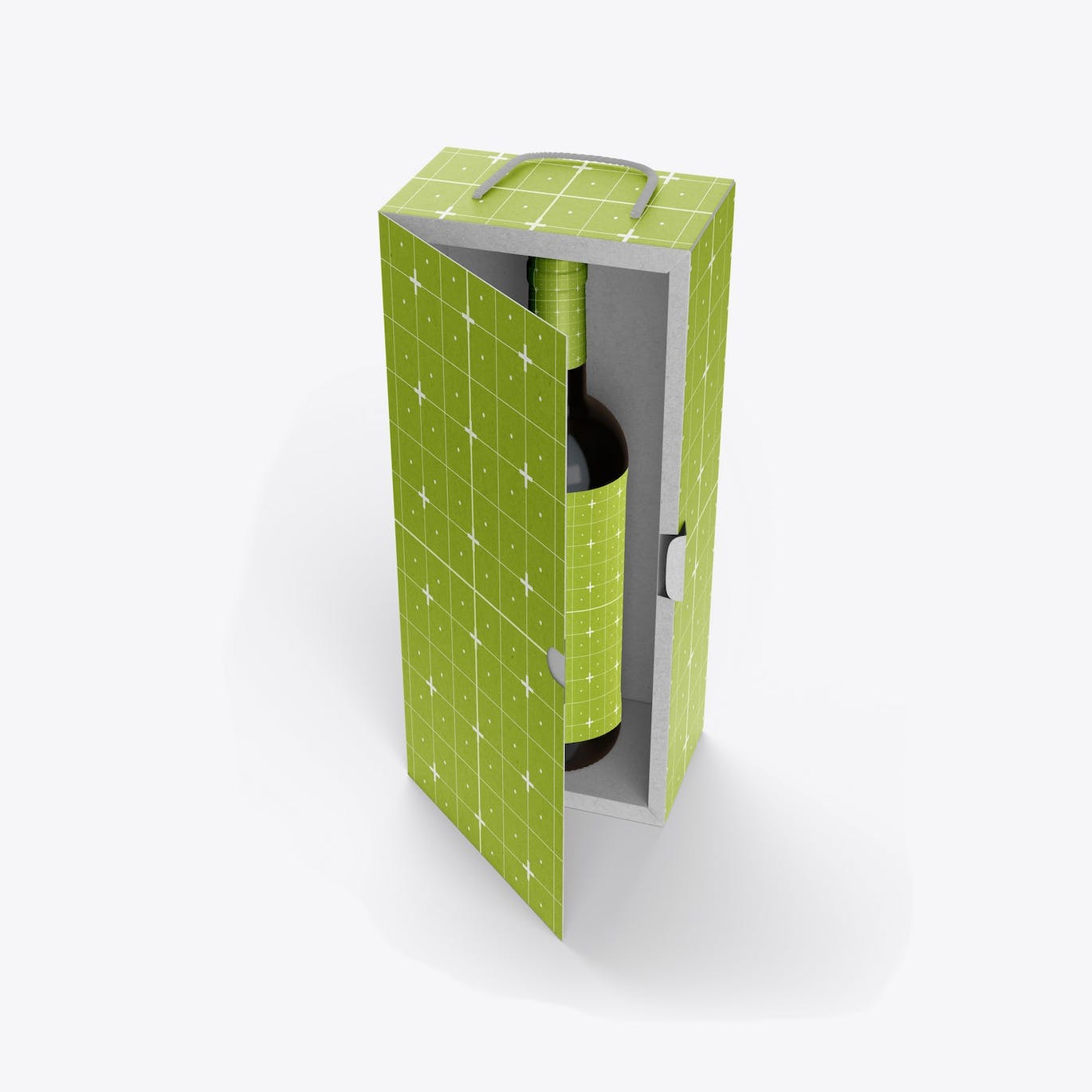 红酒酒瓶纸礼盒品牌包装设计样机 Box with Wine Bottle Mockup 样机素材 sucaiwan.com