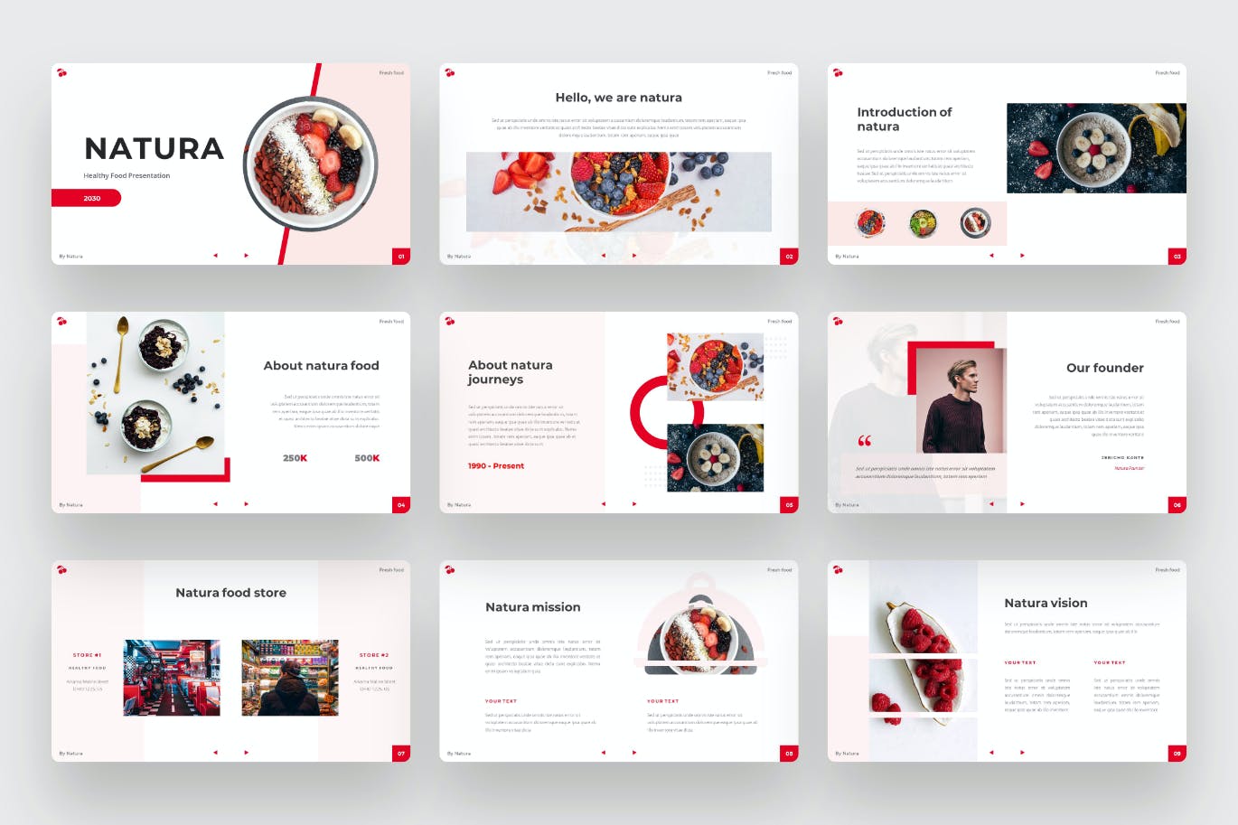 健康水果食品Powerpoint幻灯片模板 NATURA – Healthy food PowerPoint Template 幻灯图表 sucaiwan.com