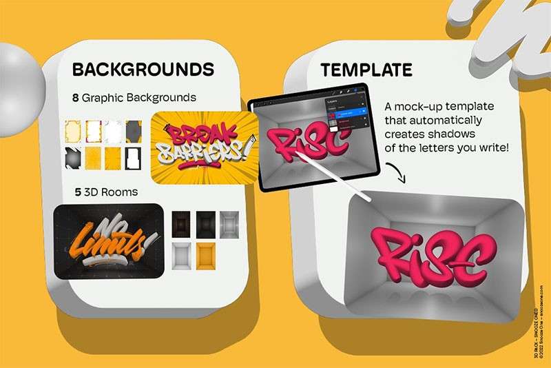 抖音3D立体字Procreate笔刷 笔刷资源 sucaiwan.com