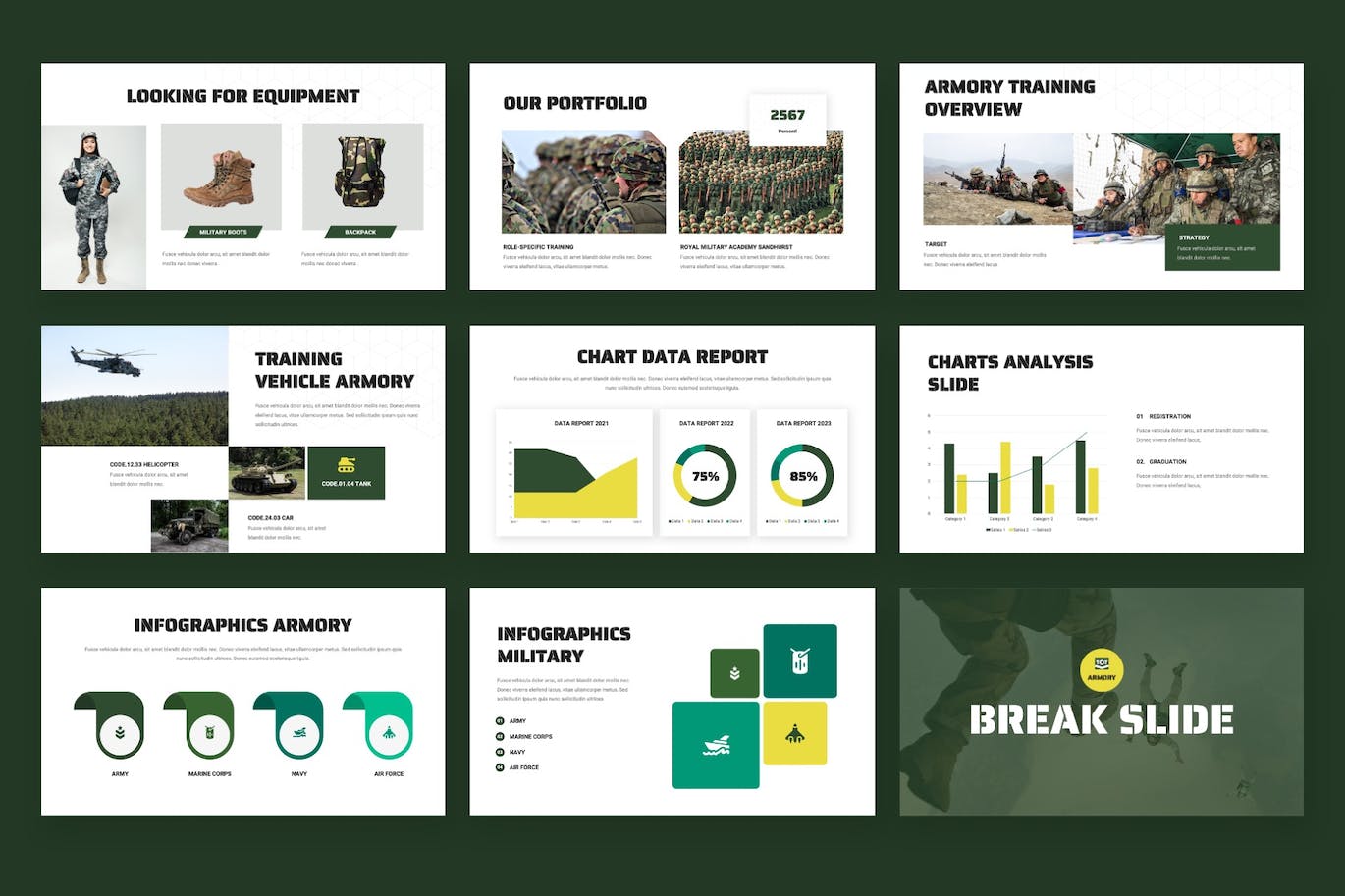 军事教育和训练Powerpoint模板 ARMORY – Military Education Powerpoint Template 幻灯图表 第3张-素材湾丨精选海外优质设计素材资源 军事教育和训练Powerpoint模板 ARMORY – Military Education Powerpoint Template 幻灯图表 sucaiwan.com