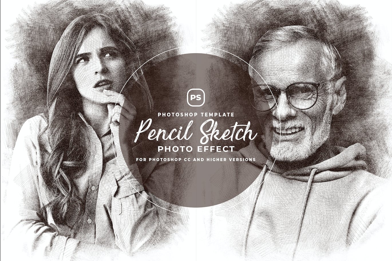 素描照片效果PS样式 Sketch Photo Effect 插件预设 sucaiwan.com