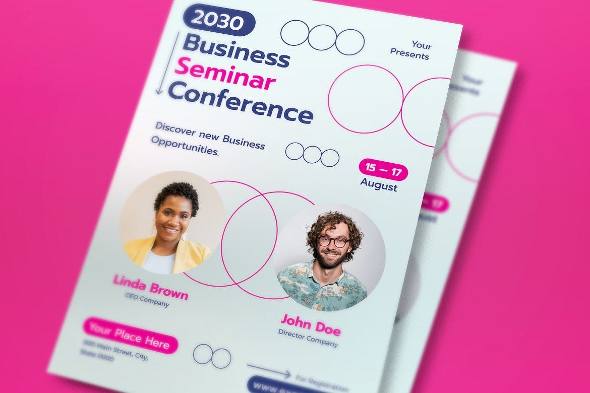 商业研讨会宣传单设计 Business Seminar Flyer Set 设计素材 sucaiwan.com