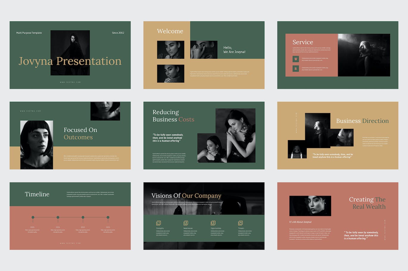 模特作品集PPT设计模板 Jovyna – Business Lookbook Powerpoint Template 幻灯图表 sucaiwan.com