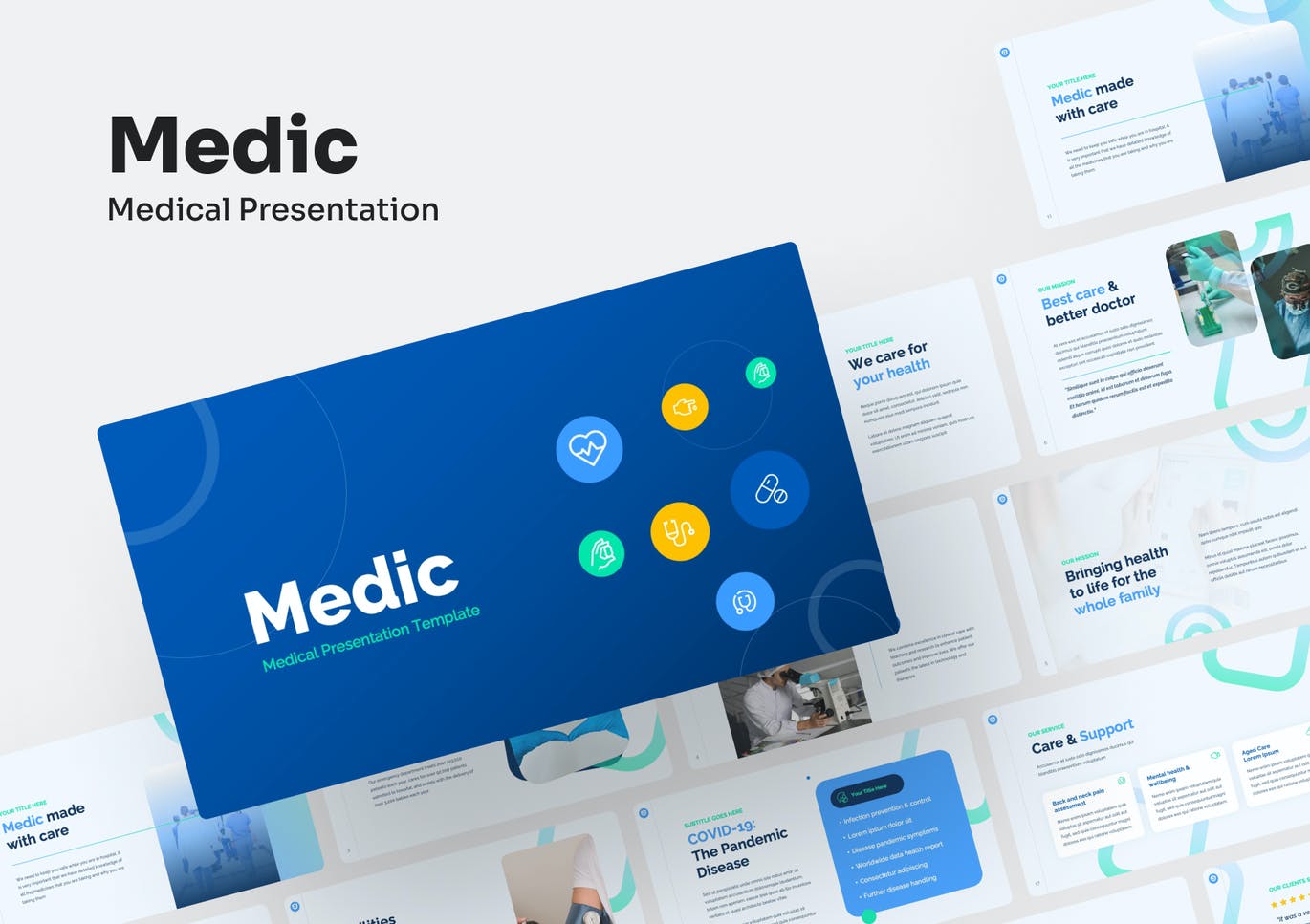 医疗诊所PPT创意模板 Medic – Medical PowerPoint Presentation 幻灯图表 sucaiwan.com
