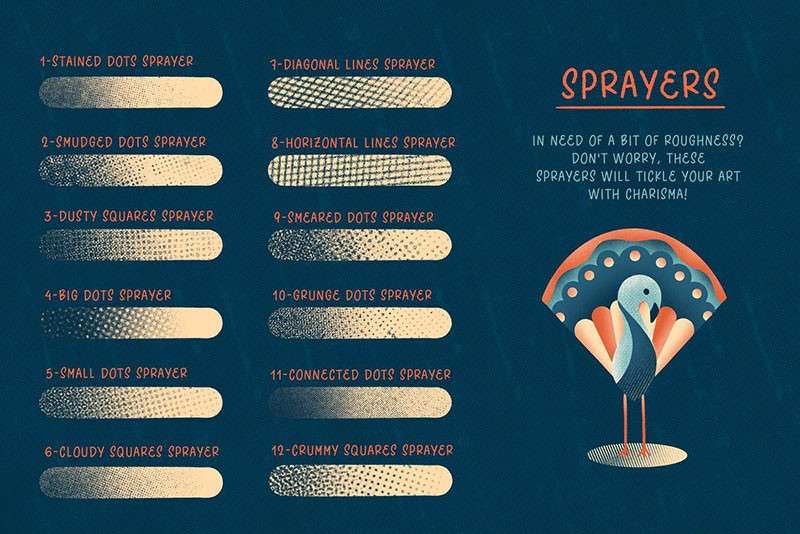 42个半色调纹理Procreate笔刷 笔刷资源 sucaiwan.com
