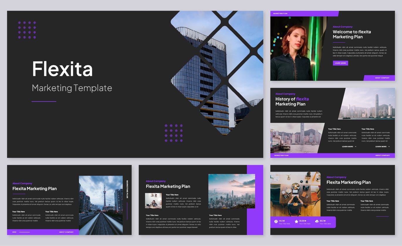 营销销售PPT幻灯片设计模板 Flexita – Marketing PowerPoint Template 幻灯图表 sucaiwan.com