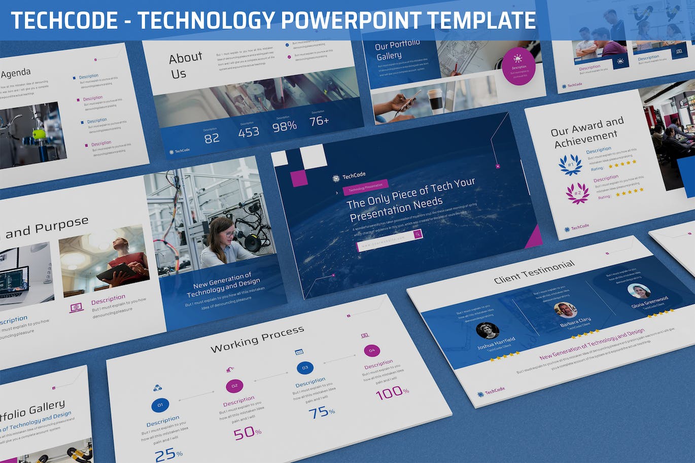 网络科技演示PPT模板 Techcode – Technology Powerpoint Template 幻灯图表 sucaiwan.com