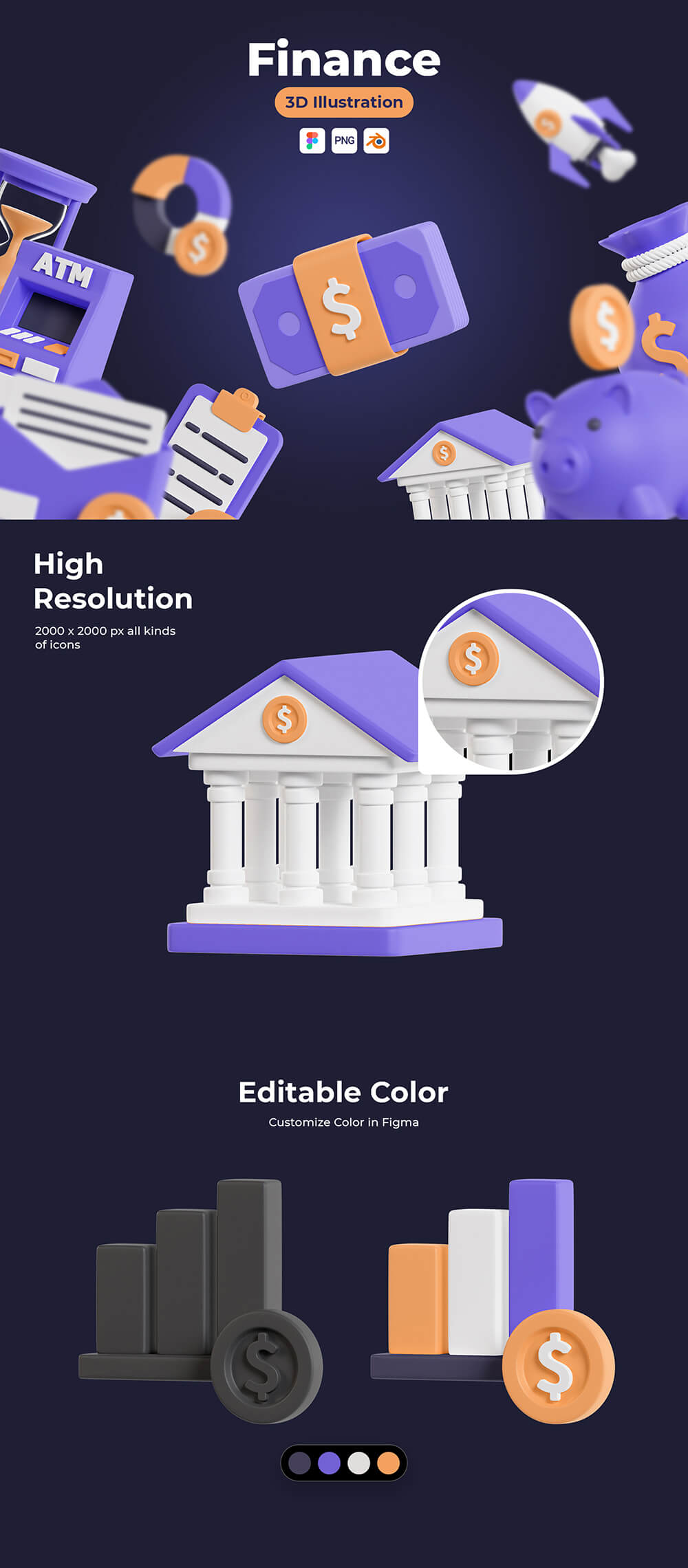 20 个高级3D财务图标 图标素材 sucaiwan.com