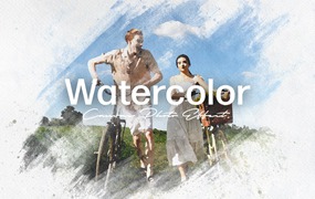 水彩画照片特效PS图层样式 Watercolor Canvas Photo Effect