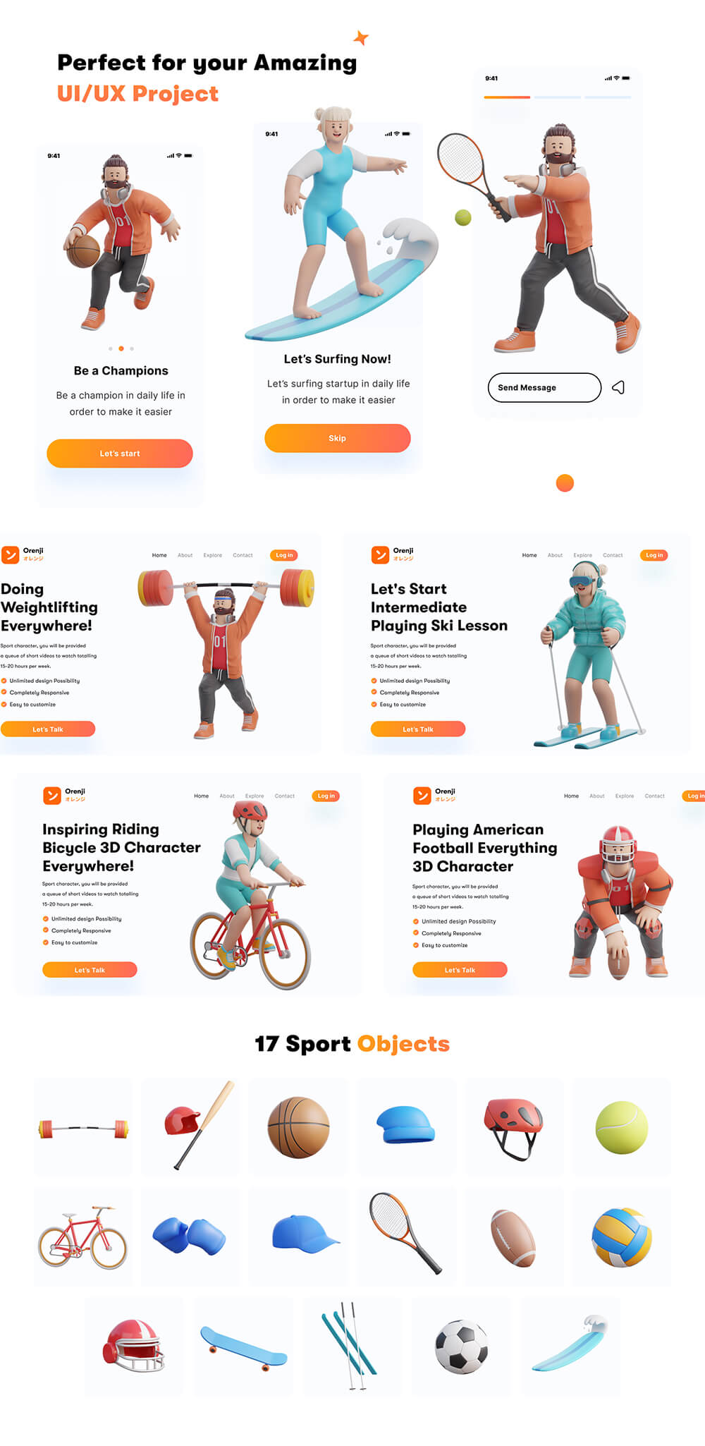 3D体育运动人物角色素材包 图标素材 sucaiwan.com