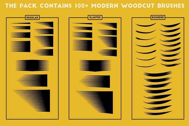 现代木刻版画AI笔刷 笔刷资源 sucaiwan.com