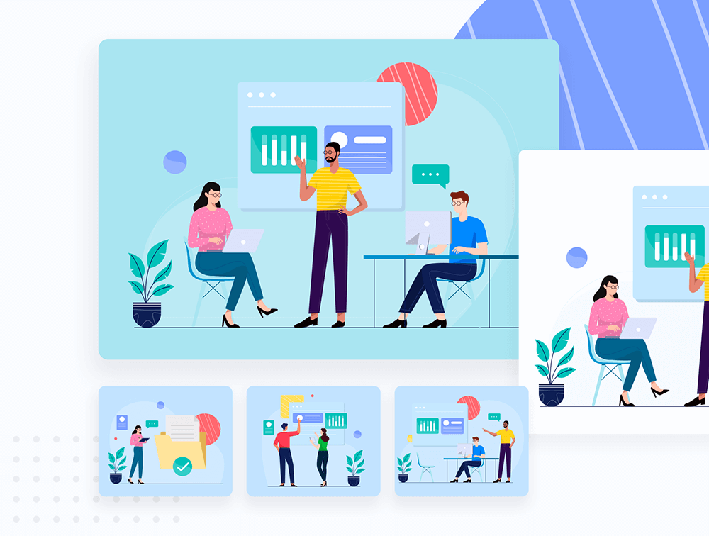 20个创意场景创业与商业插画 设计素材 sucaiwan.com