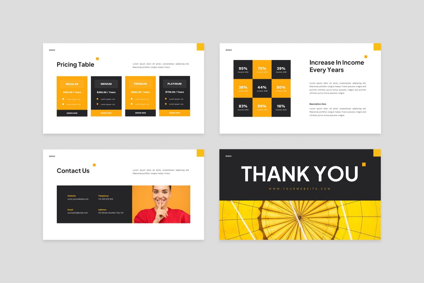 创意多彩演示文稿PPT模板 Bizgaz – Creative Colorful Powerpoint Template 幻灯图表 sucaiwan.com