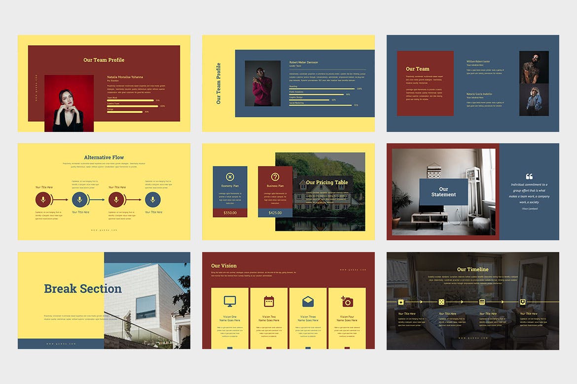 商业房地产PPT演示幻灯片模板 Qudoa : Real Estate Business Powerpoint 幻灯图表 sucaiwan.com