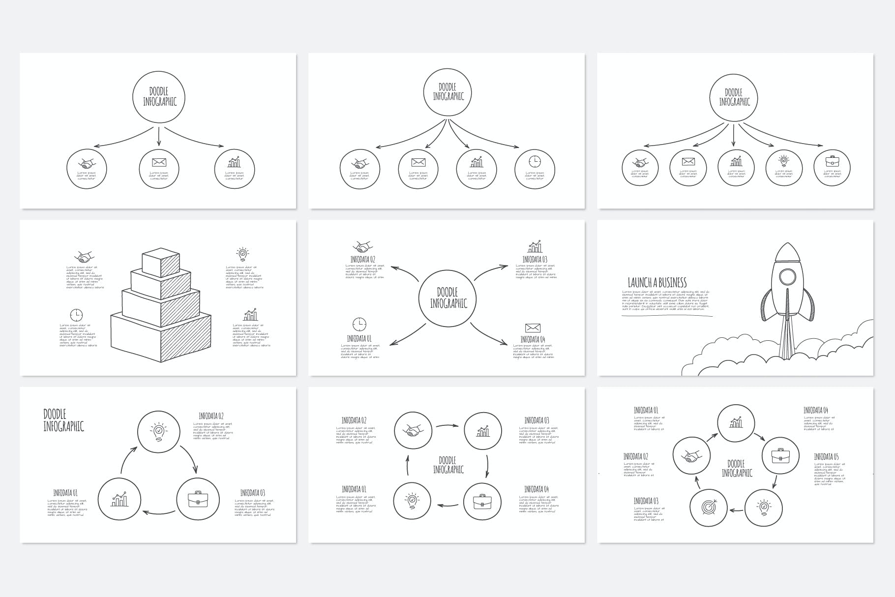 涂鸦动画图表幻灯片演示PPT模板 Doodle Animated PowerPoint Infographics 幻灯图表 sucaiwan.com