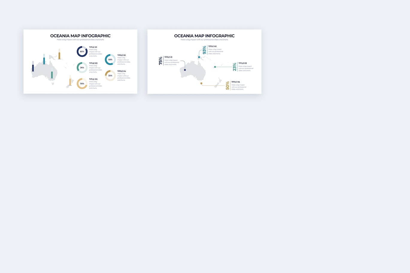 大洋洲地图信息图表设计AI矢量模板 Education Oceania Map Illustrator Infographics 幻灯图表 sucaiwan.com