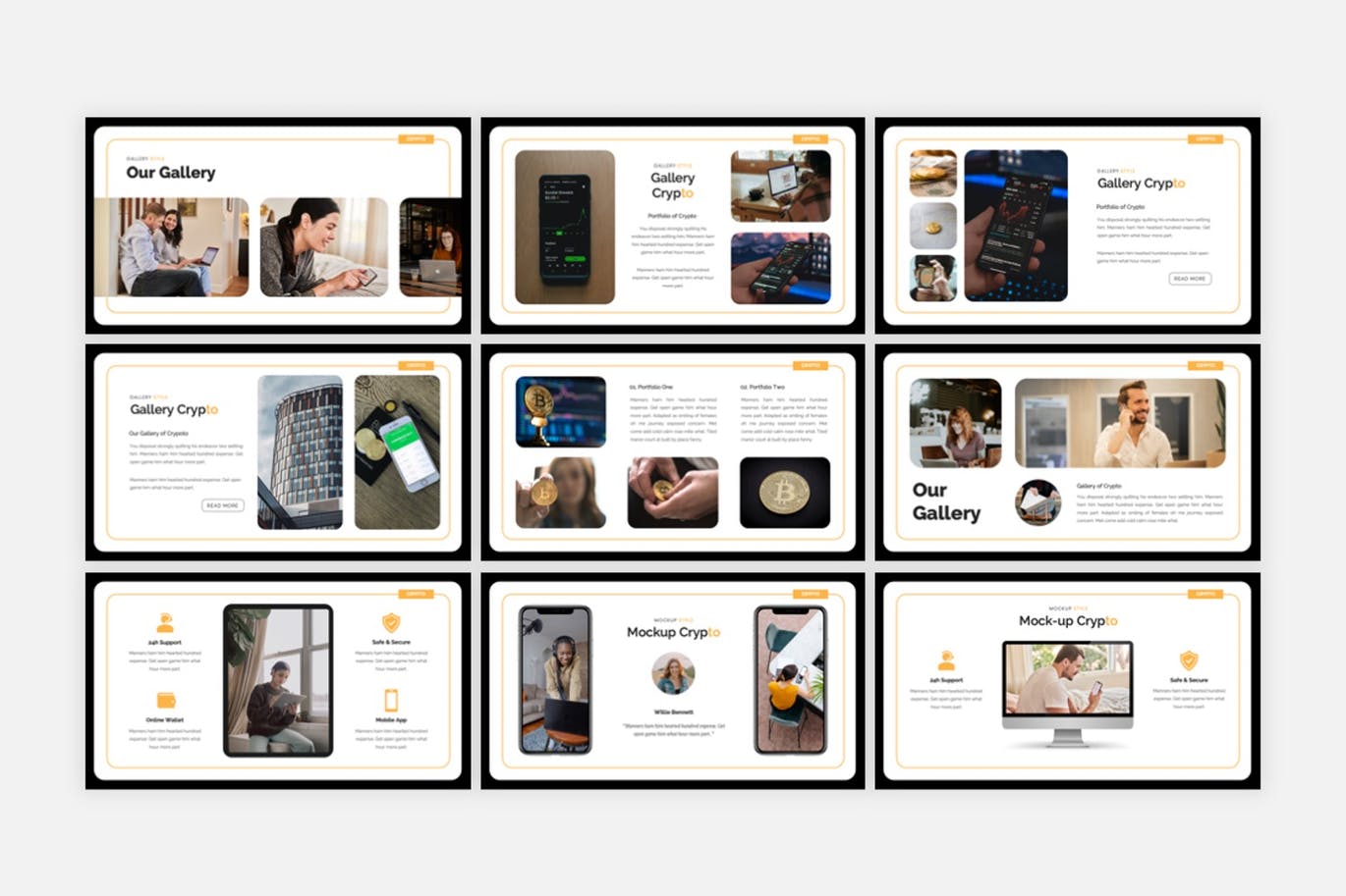数字货币推广PPT设计模板 Crypto – Cryptocurrency PowerPoint Template 幻灯图表 sucaiwan.com