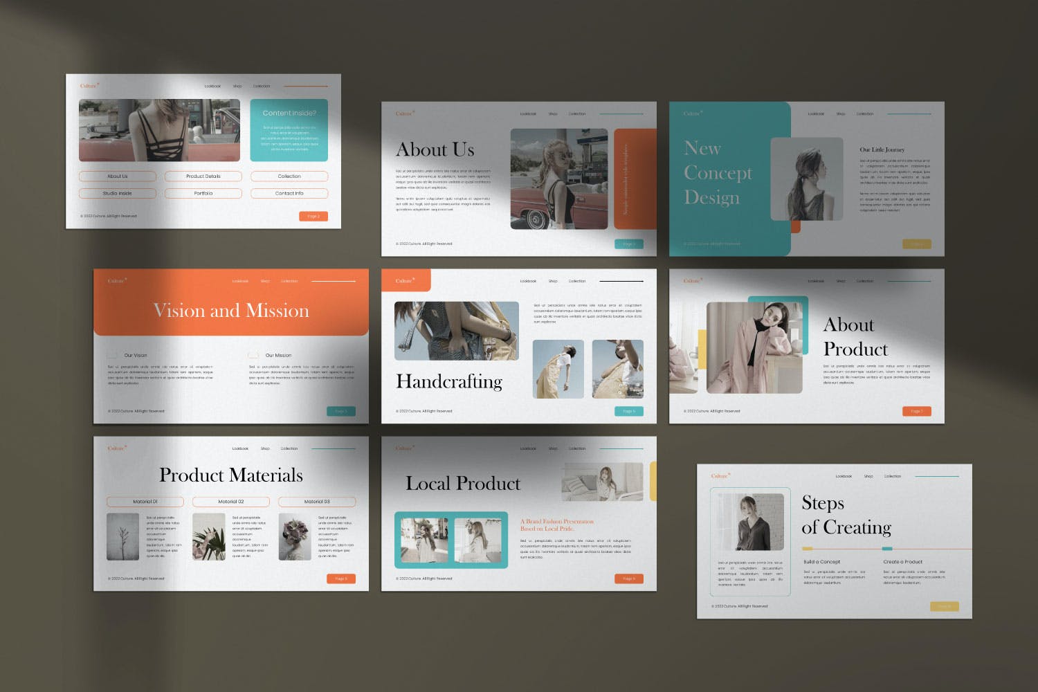 文化品牌时尚PPT幻灯片设计模板 Culture Brand Fashion Presentation Powerpoint 幻灯图表 sucaiwan.com