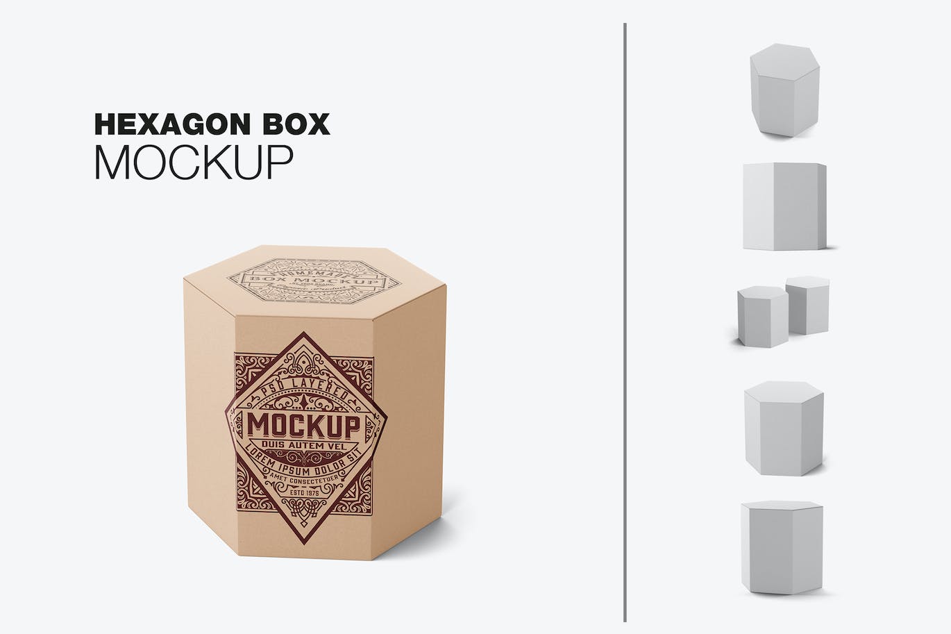 六边形长方体纸盒包装设计样机 Hexagonal Box Mockup 样机素材 sucaiwan.com