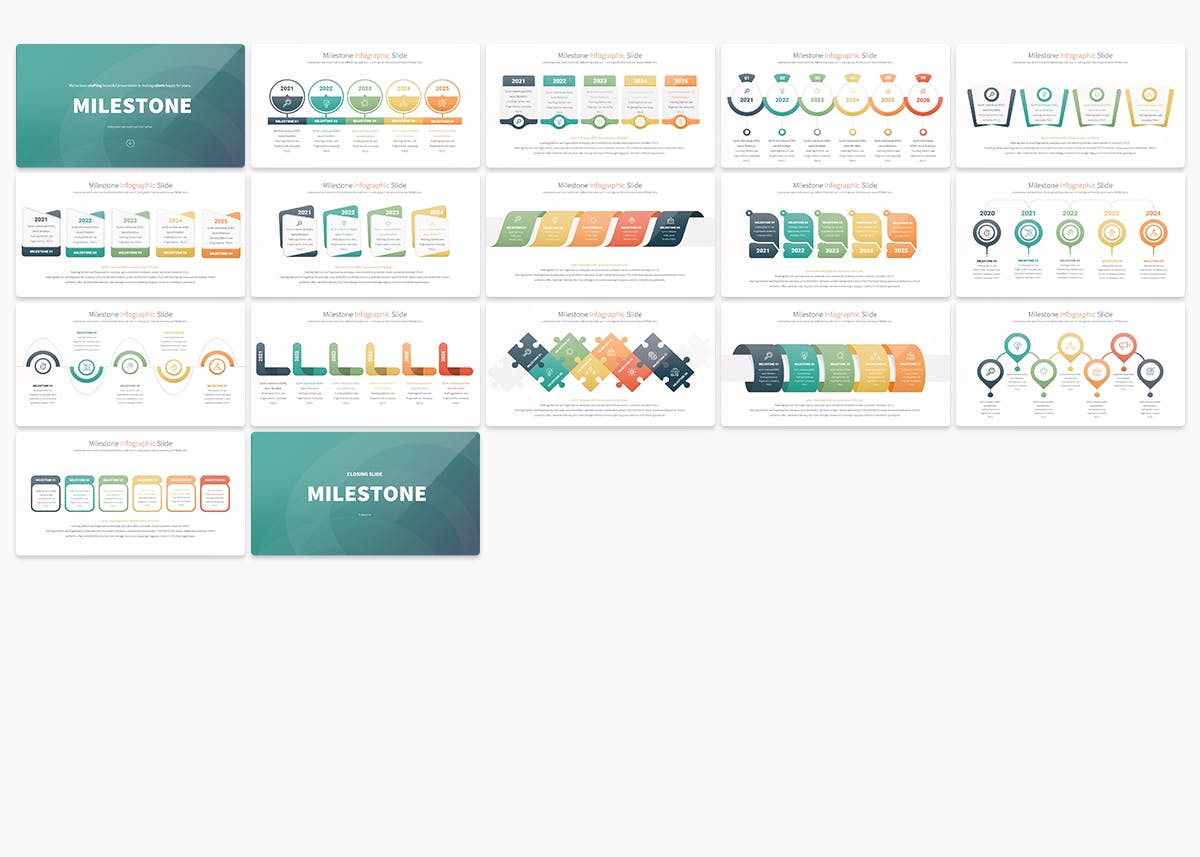 里程碑信息图表PPT模板 Milestone – PowerPoint Infographics Slides 幻灯图表 sucaiwan.com