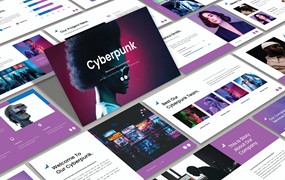 赛博朋克PPT创意模板 CYBERPUNK – Pastel Powerpoint Template