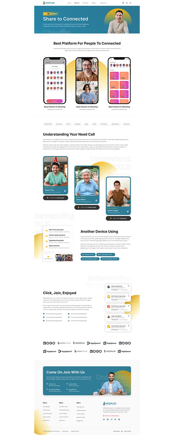 在线会议App应用程序UI设计模板 Peopled – Online Meeting App UI Template APP UI sucaiwan.com